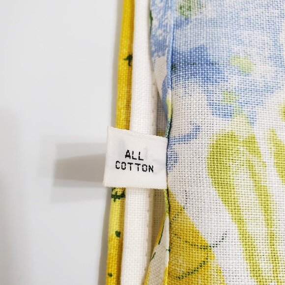 VERA NEUMANN Vintage 70' Tablecloth 51” x 53” Floral Fruits Yellow Blue Cotton - Picture 7 of 7